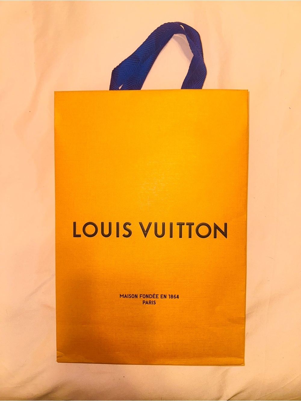 Louis Vuitton Orange Gift Bag with Blue Handles